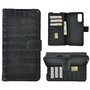 Samsung-Galaxy-S20-hoesje-Cover-Wallet-Bookcase-Pearlycase-Echt-Leder-hoes-Croco-Zwart