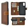 Samsung-Galaxy-S20-hoesje-Echt-Leer-Wallet-Bookcase-hoes-cover-Antiek-Cognac-Bruin-Pearlycase