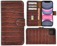 iPhone-11-Pro-Wallet-Bookcase-hoes-Pearlycase-Echt-Leder-hoesje-Croco-Bruin