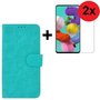 Samsung-Galaxy-A51-A51s-Hoes-Wallet-Book-Case-Cover-Pearlycase-Turquoise-+-2X-Screenprotector-Tempered-Gehard-Glas-2-stuks