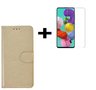 Samsung-Galaxy-A71-A71s-Hoes-Wallet-Book-Case-Cover-Pearlycase-Goud-+-Screenprotector-Tempered-Gehard-Glas