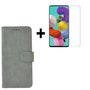 Samsung-Galaxy-A71-A71s-Hoes-Wallet-Book-Case-Cover-Pearlycase-Grijs-+-Screenprotector-Tempered-Gehard-Glas