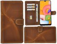 Samsung-Galaxy-A01-hoes-Echt-Leer-Wallet-Bookcase-hoesje-cover-Cognac-Bruin-Pearlycase