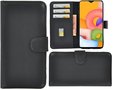 Samsung-Galaxy-A01-hoes-Echt-Leer-Wallet-Bookcase-hoesje-cover-Zwart-Pearlycase