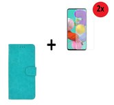 Samsung Galaxy A72 Hoesje Turquoise + 2x Screenprotector