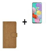 Samsung-Galaxy-A72-Hoesje-Samsung-Galaxy-A72-Screenprotector-Samsung-A72-Hoes-Wallet-Bookcase-Bruin-+-Screenprotector
