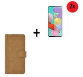 Samsung Galaxy A72 Hoesje bruin + 2x Screenprotector