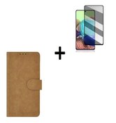 Samsung Galaxy A72 Hoesje Bruin + Privacy Screenprotector