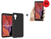Samsung Galaxy Xcover 5 Hoesje Siliconen Zwart + 2x Screenprotector