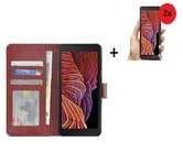 Samsung Galaxy Xcover 5 Hoesje Bookcase Bruin + 2x Screenrprotector