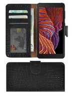 Samsung Galaxy Xcover 5 Hoesje Echt Leer Croco Zwart