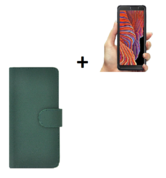 Samsung Galaxy Xcover 5 Hoesje Echt Leer Groen + Screenprotector