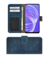 Oppo A73 5G Hoesje Echt Leer Denim Blauw