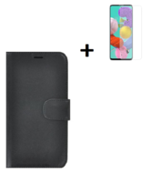 Oppo A73 5G Hoesje Echt Leder Zwart + Screenprotector
