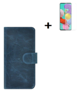 Oppo-A73-5G-Hoesje-Oppo-A73-5G-Screenprotector-Oppo-A73-5G-Wallet-Book-Case-Echt-Leer-Denim-Blauw-+-Screenprotector