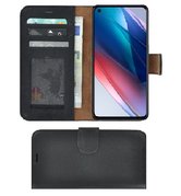 Oppo Find X3 Lite Hoesje Echt Leer Zwart