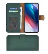 Oppo Find X3 Lite Hoesje Echt Leer Groen