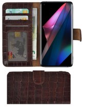 Oppo Find X3/ Oppo Find X3 Pro Hoesje Echt Leer Croco Bruin