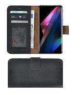 Oppo Find X3/ Oppo Find X3 Pro Hoesje Echt Leer Zwart