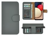 Samsung-Galaxy-A03s-Hoesje-Bookcase-Samsung-A03s-Hoesje-Book-Case-Portemonnee-Wallet-Echt-Leder-Grijs-Cover