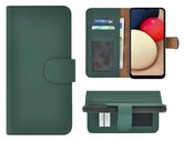 Samsung-Galaxy-A03s-Hoesje-Bookcase-Samsung-A03s-Hoesje-Book-Case-Portemonnee-Wallet-Echt-Leder-Groen-Cover