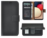 Samsung-Galaxy-A03s-Hoesje-Bookcase-Samsung-A03s-Hoesje-Book-Case-Portemonnee-Wallet-Echt-Leder-Zwart-Cover