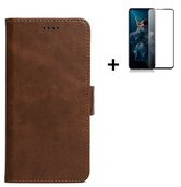 Motorola-Moto-Edge-20-Lite-Hoesje-Motorola-Moto-Edge-20-Lite-Screenprotector-Wallet-Bookcase-Bruin-+-Full-Screenprotector