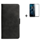 Motorola-Moto-Edge-20-Lite-Hoesje-Motorola-Moto-Edge-20-Lite-Screenprotector-Wallet-Bookcase-Zwart-+-Full-Screenprotector