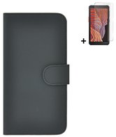 Samsung-Galaxy-Xcover-5-hoesje-Samsung-Galaxy-Xcover-5-Screenprotector-Samsung-Xcover-5-Wallet-Book-Case-Echt-Leer-Zwart-+-Screenprotector