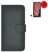 Samsung-Galaxy-Xcover-5-hoesje-Samsung-Galaxy-Xcover-5-Screenprotector-Samsung-Xcover-5-Wallet-Book-Case-Echt-Leer-Zwart-+-2x-Screenprotector