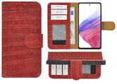 Samsung-Galaxy-A53-5G-Hoesje-Bookcase-Samsung-A53-5G-Hoesje-Book-Case-Wallet-Echt-Leer-Croco-Rood-Cover