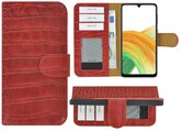 Samsung-Galaxy-A33-5G-Hoesje-Bookcase-Samsung-A33-5G-Hoesje-Book-Case-Wallet-Echt-Leer-Croco-Rood-Cover