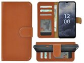 Nokia-G60-Hoesje-Bookcase-Nokia-G60-Book-Case-Wallet-Echt-Leer-Cognac-Bruin-Cover