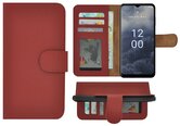 Nokia-G60-Hoesje-Bookcase-Nokia-G60-Book-Case-Wallet-Echt-Leer-Rood-Cover