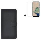 Nokia-G60-Hoesje-Bookcase-Nokia-G60-Screenprotector-Pu-Leder-Wallet-Book-Case-Zwart-Cover-+-Screenprotector
