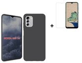 Nokia-G60-Hoesje-Siliconen-Nokia-G60-Screenprotector-Hoesje-Zwart-Case-+-Screenprotector