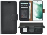 Samsung-Galaxy-S22-Plus-Hoesje-Bookcase-Hoesje-Samsung-S22-Plus-Wallet-Book-Case-Echt-Leer-Zwart-Cover