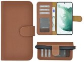 Samsung-Galaxy-S22-Plus-Hoesje-Bookcase-Hoesje-Samsung-S22-Plus-Wallet-Book-Case-Echt-Leer-Bruin-Cover