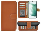 Samsung-Galaxy-S22-Plus-Hoesje-Bookcase-Hoesje-Samsung-S22-Plus-Wallet-Book-Case-Echt-Leer-Cognacbruin-Cover