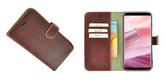 Pearlycase® Samsung Galaxy S8 Plus Hoesje Echt Leder Wallet Bookcase Bordeauxrood