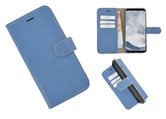 Pearlycase® Samsung Galaxy S8 Plus Hoesje Echt Leer Wallet Bookcase Matblauw
